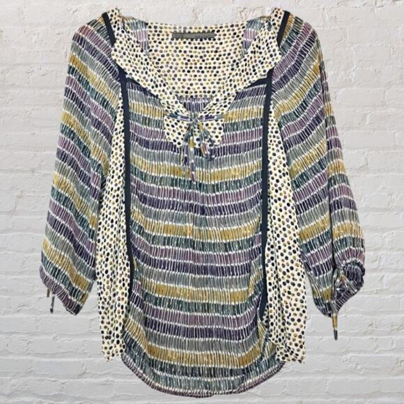 Zara Basic Boho Sheer Peasant Blouse Medium - Picture 2 of 8